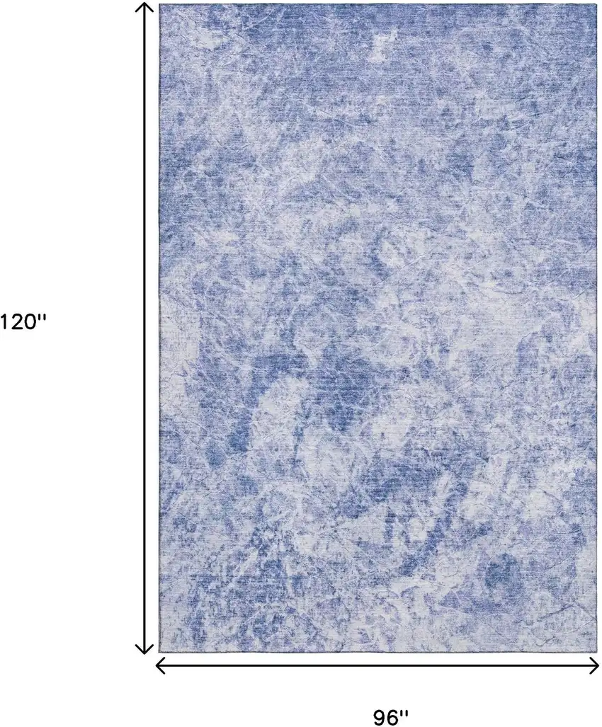 Blue And Ivory Abstract Washable Area Rug With UV Protection Photo 3