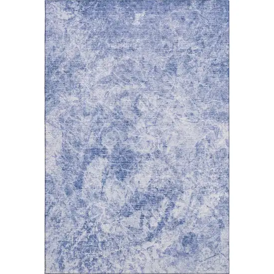 Blue And Ivory Abstract Washable Area Rug With UV Protection Photo 1