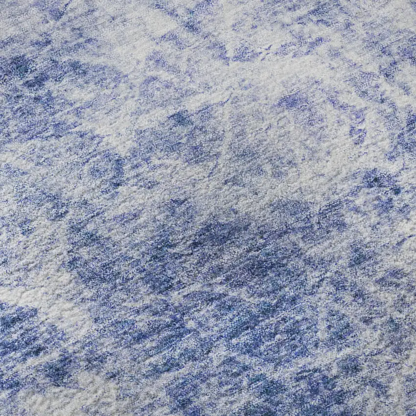 Blue And Ivory Abstract Washable Area Rug With UV Protection Photo 9