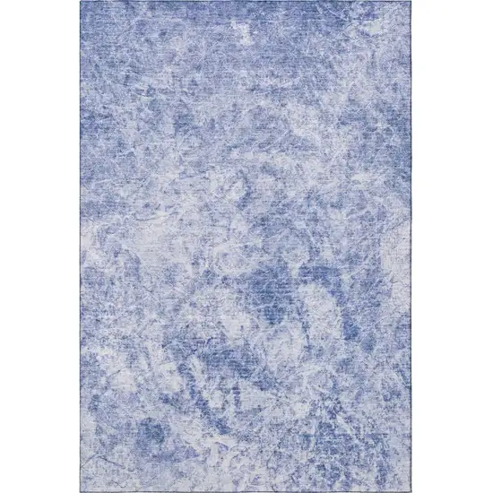Blue And Ivory Abstract Washable Area Rug With UV Protection Photo 3