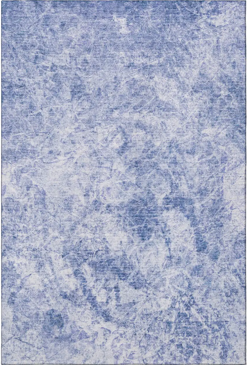 Blue And Ivory Abstract Washable Area Rug With UV Protection Photo 3