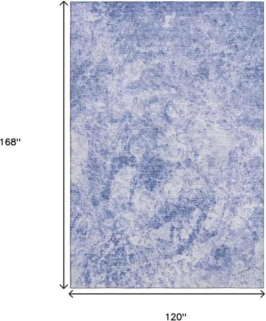 Blue And Ivory Abstract Washable Area Rug With UV Protection Photo 3