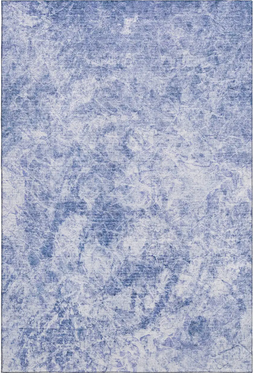 Blue And Ivory Abstract Washable Area Rug With UV Protection Photo 1