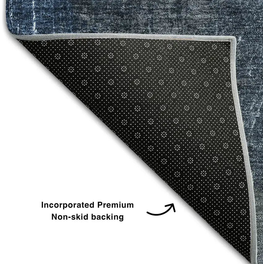 Blue And Ivory Abstract Washable Area Rug With UV Protection Photo 6