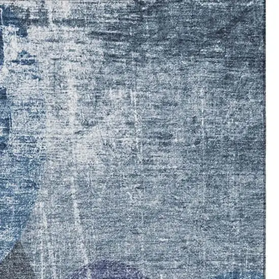 Blue And Ivory Abstract Washable Area Rug With UV Protection Photo 3