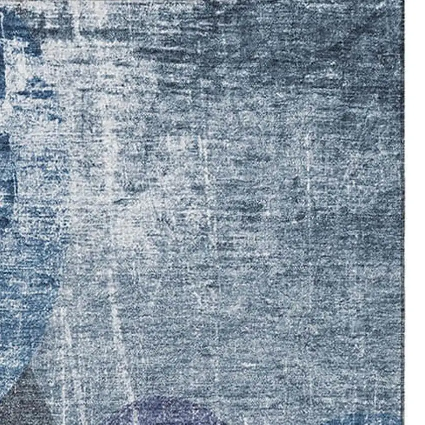 Blue And Ivory Abstract Washable Area Rug With UV Protection Photo 3