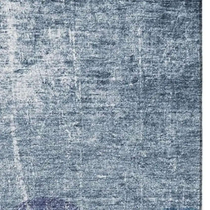 Blue And Ivory Abstract Washable Area Rug With UV Protection Photo 2