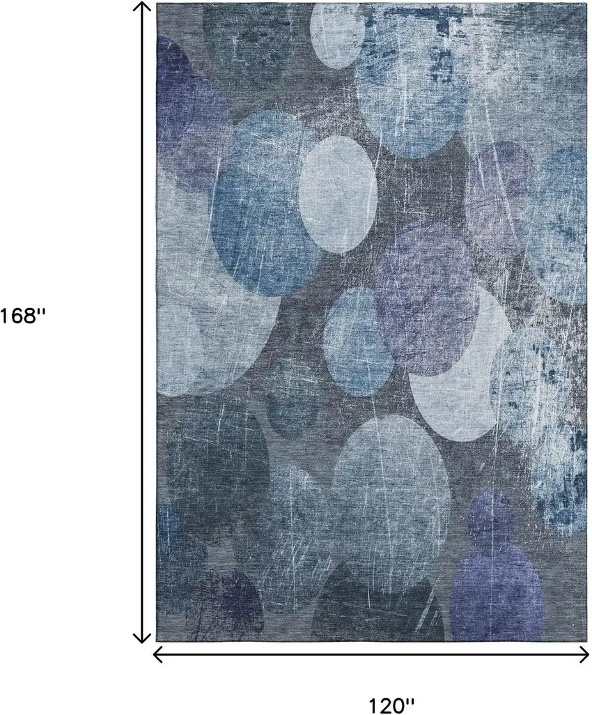 Blue And Ivory Abstract Washable Area Rug With UV Protection Photo 3