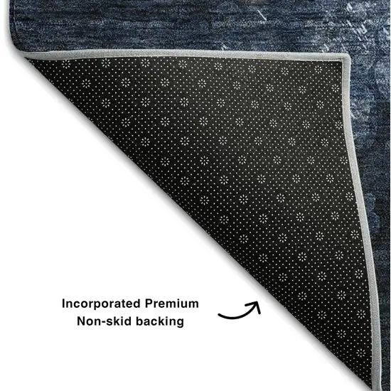 Blue And Ivory Abstract Washable Area Rug With UV Protection Photo 9