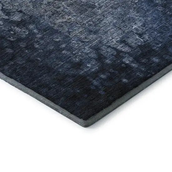 Blue And Ivory Abstract Washable Area Rug With UV Protection Photo 9
