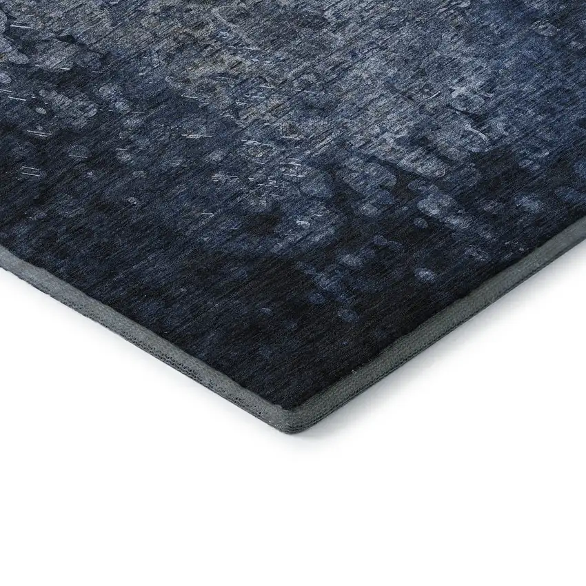Blue And Ivory Abstract Washable Area Rug With UV Protection Photo 9