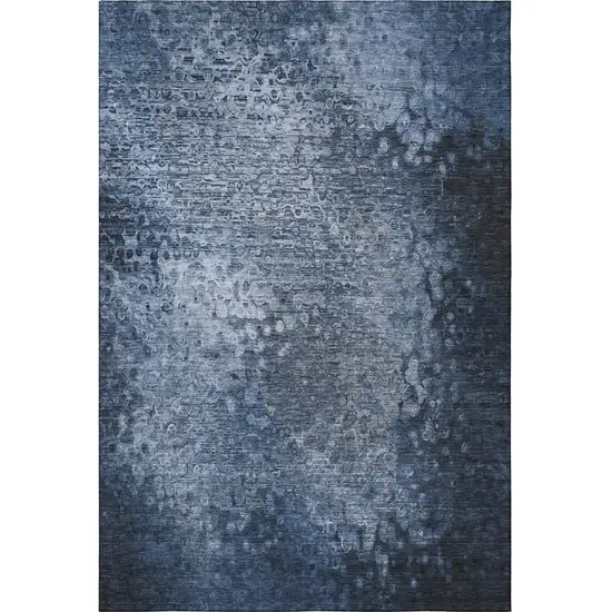 Blue And Ivory Abstract Washable Area Rug With UV Protection Photo 5