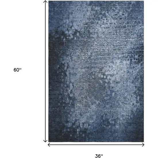 Blue And Ivory Abstract Washable Area Rug With UV Protection Photo 8