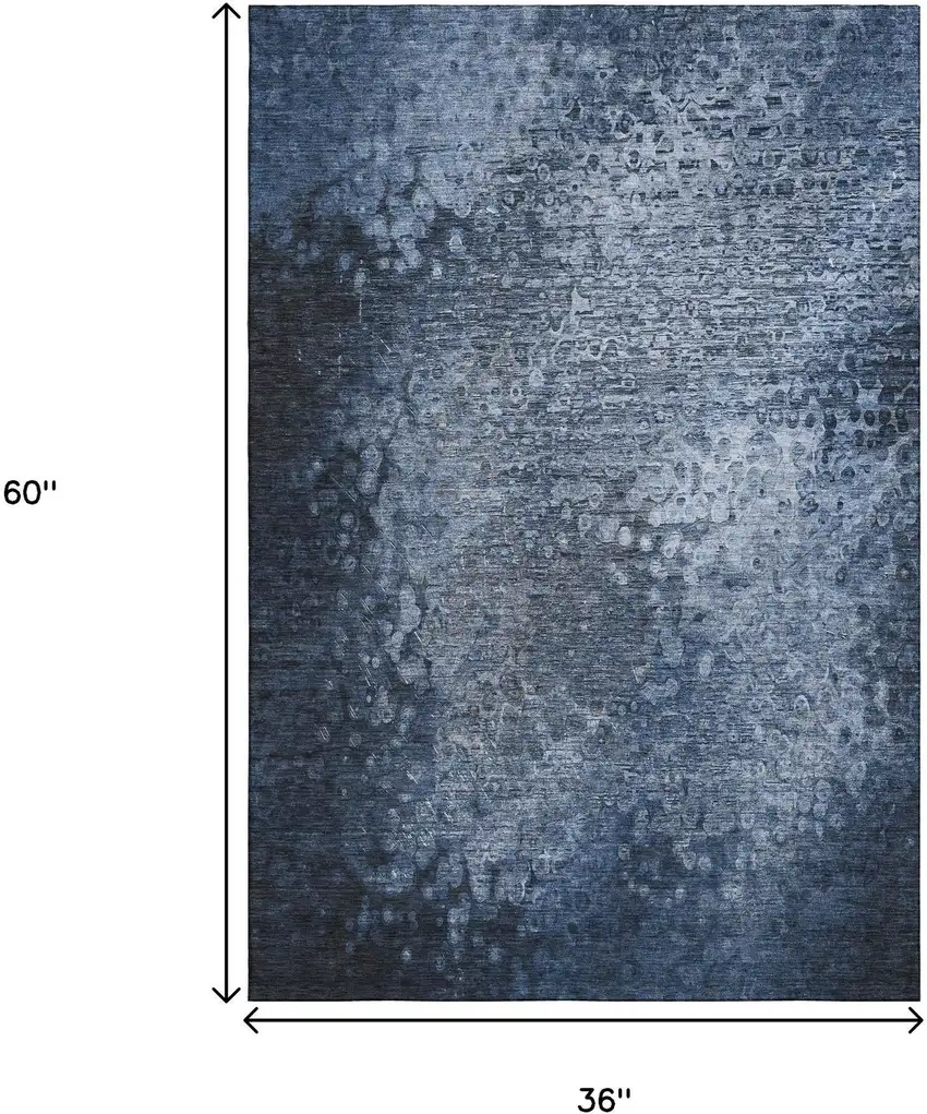 Blue And Ivory Abstract Washable Area Rug With UV Protection Photo 8