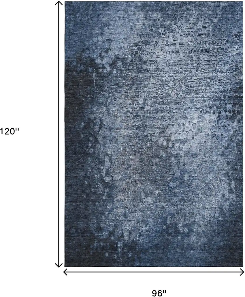 Blue And Ivory Abstract Washable Area Rug With UV Protection Photo 3
