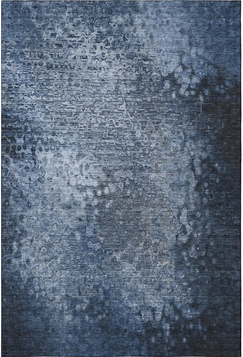 Blue And Ivory Abstract Washable Area Rug With UV Protection Photo 4