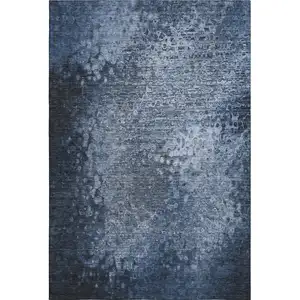 Photo of Blue And Ivory Abstract Washable Area Rug With UV Protection