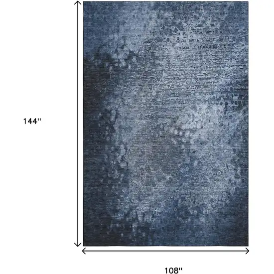Blue And Ivory Abstract Washable Area Rug With UV Protection Photo 3