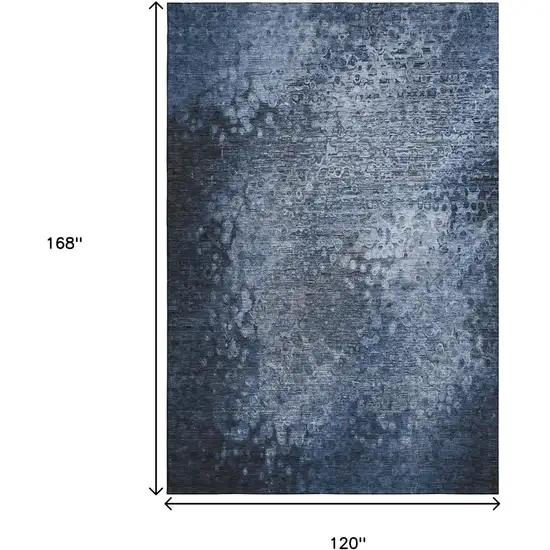 Blue And Ivory Abstract Washable Area Rug With UV Protection Photo 3