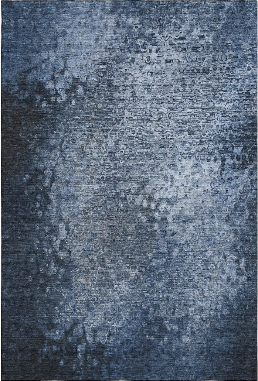 Blue And Ivory Abstract Washable Area Rug With UV Protection Photo 1