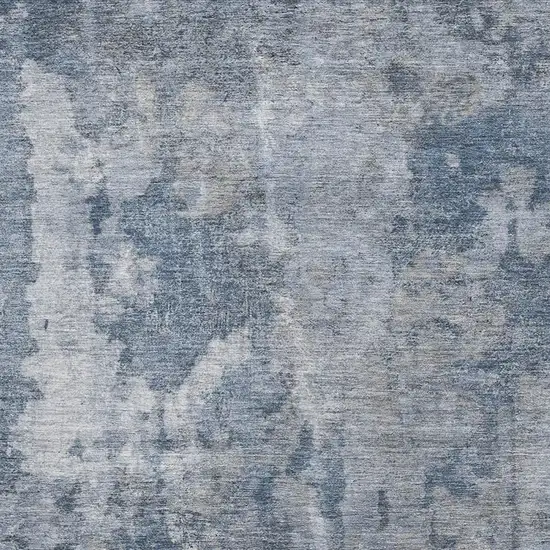 Blue And Ivory Abstract Washable Area Rug With UV Protection Photo 3