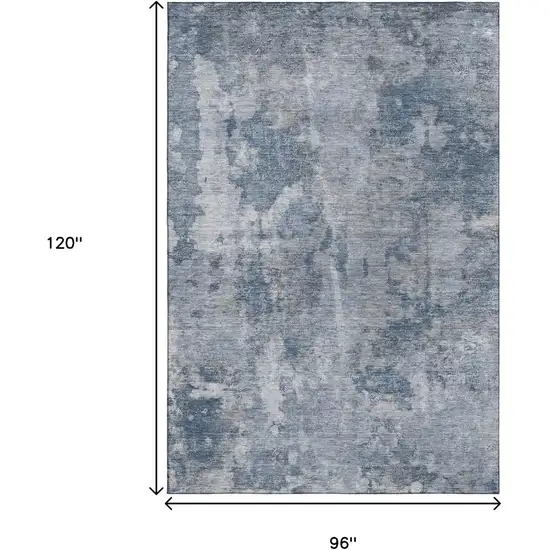 Blue And Ivory Abstract Washable Area Rug With UV Protection Photo 3