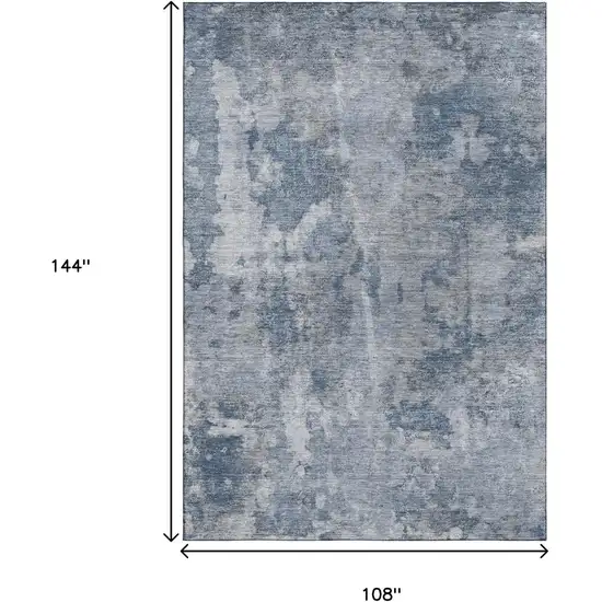 Blue And Ivory Abstract Washable Area Rug With UV Protection Photo 3