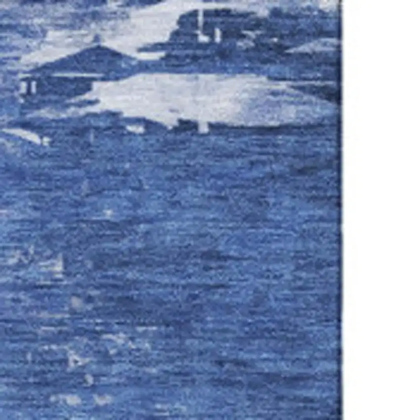 Blue And Ivory Abstract Washable Area Rug With UV Protection Photo 9