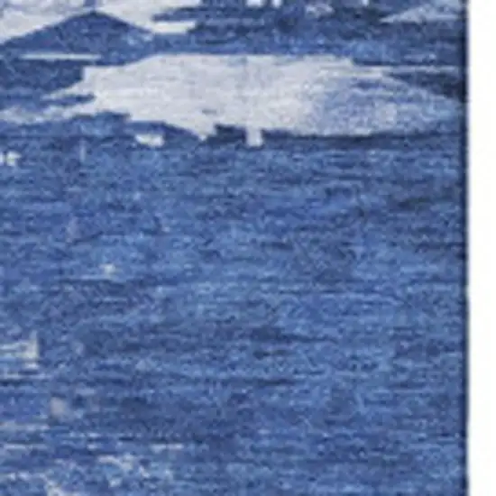 Blue And Ivory Abstract Washable Area Rug With UV Protection Photo 8