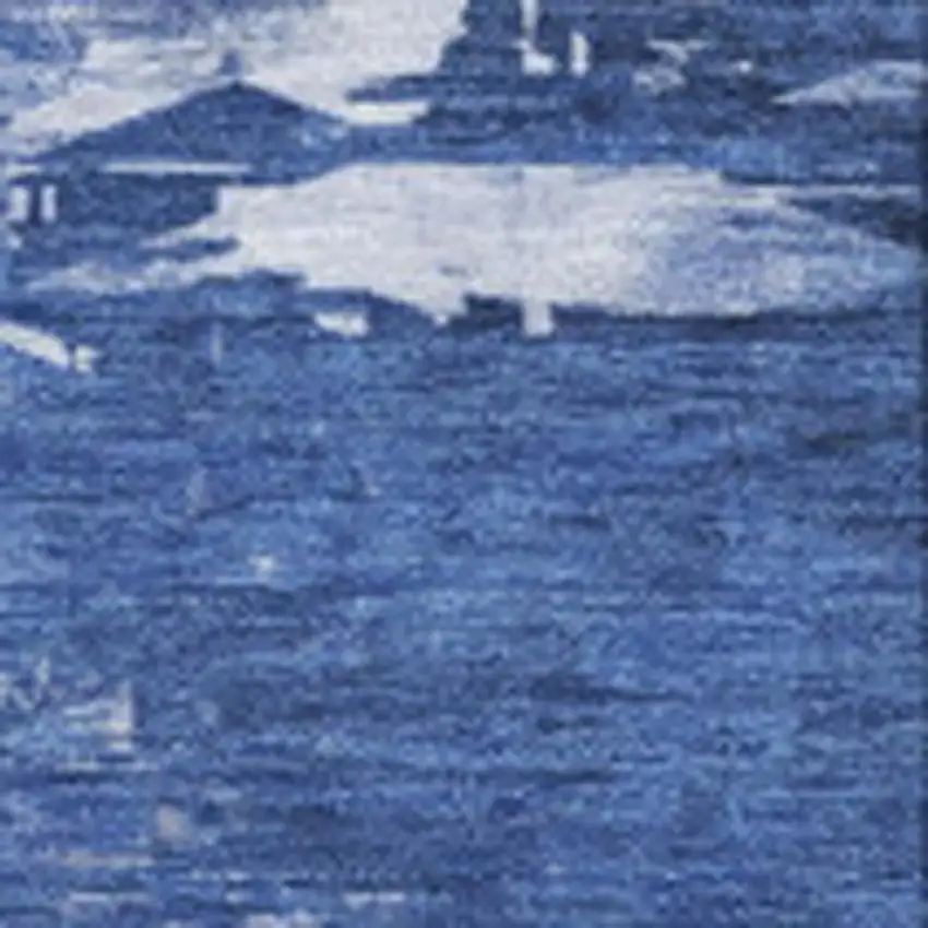 Blue And Ivory Abstract Washable Area Rug With UV Protection Photo 7