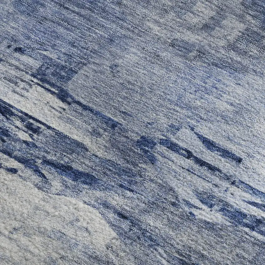 Blue And Ivory Abstract Washable Area Rug With UV Protection Photo 6