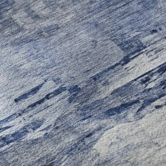 Blue And Ivory Abstract Washable Area Rug With UV Protection Photo 9