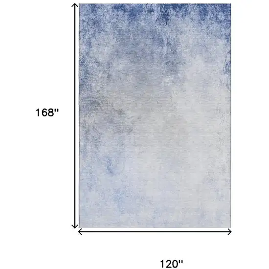 Blue And Ivory Abstract Washable Area Rug With UV Protection Photo 3