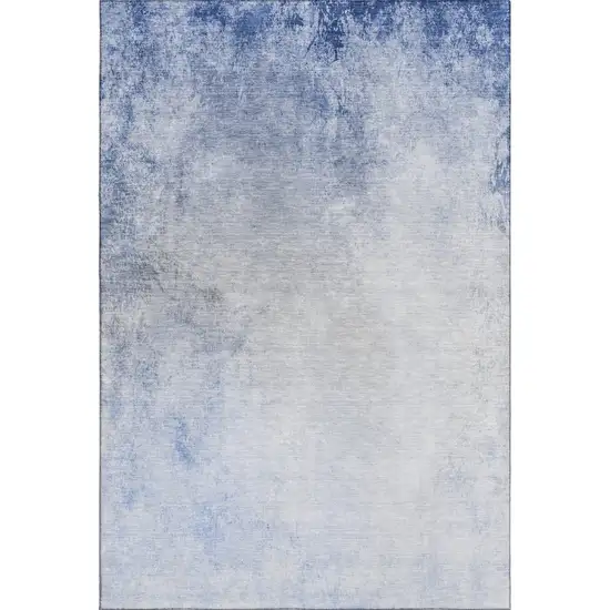 Blue And Ivory Abstract Washable Area Rug With UV Protection Photo 5