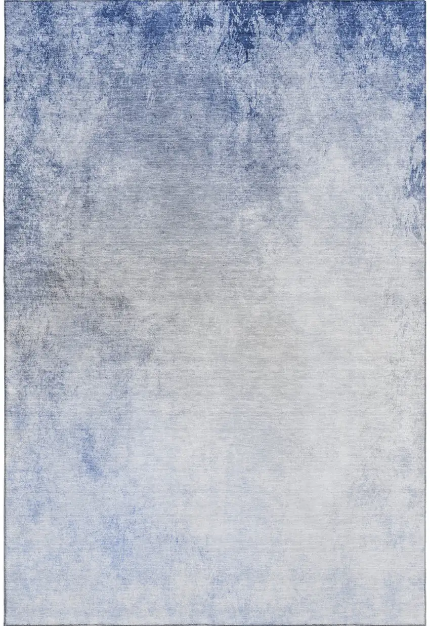 Blue And Ivory Abstract Washable Area Rug With UV Protection Photo 5