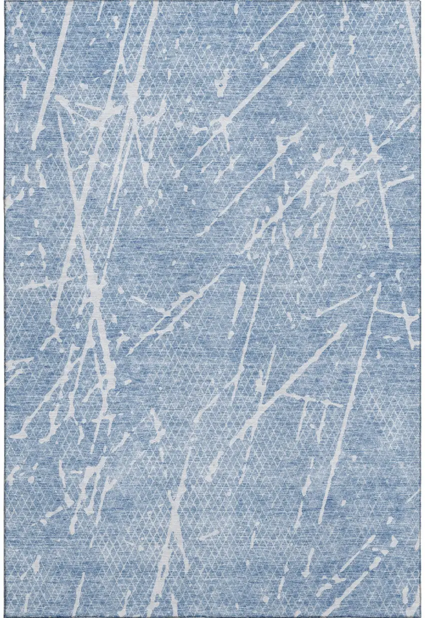 Blue And Ivory Abstract Washable Area Rug With UV Protection Photo 5