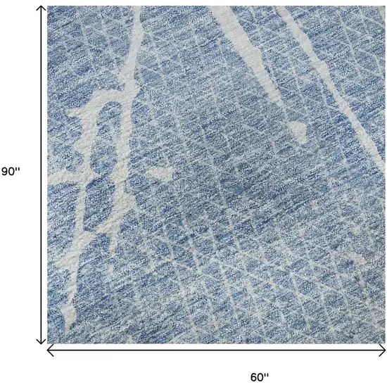 Blue And Ivory Abstract Washable Area Rug With UV Protection Photo 9