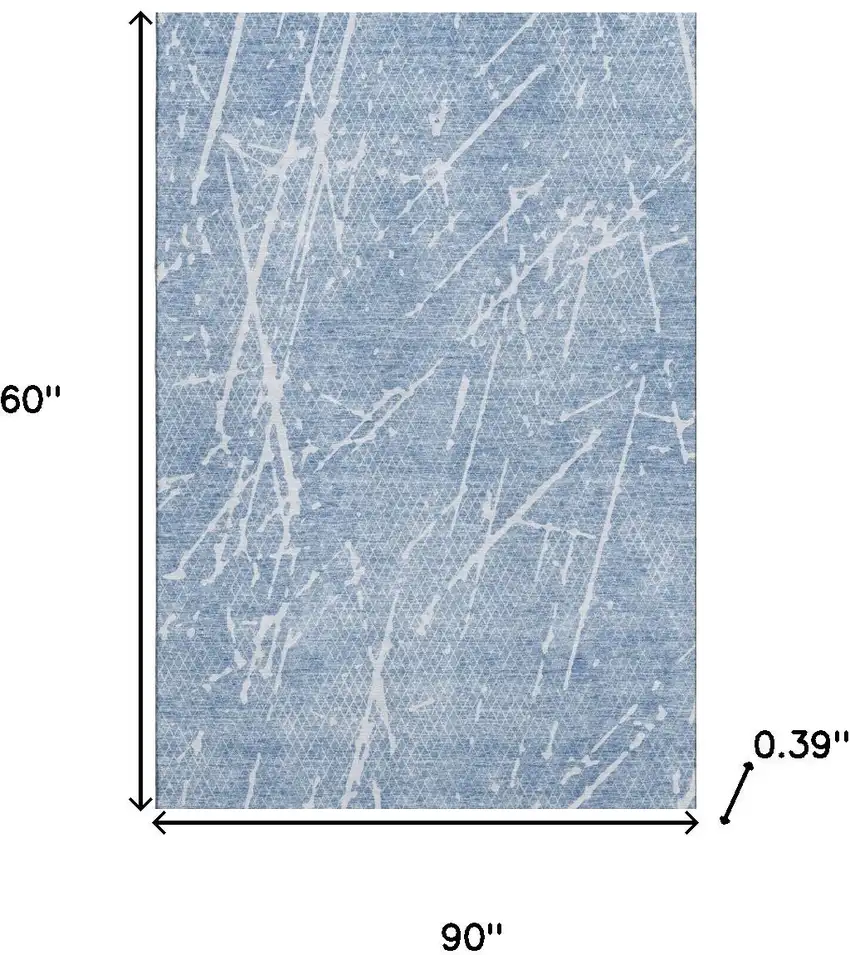 Blue And Ivory Abstract Washable Area Rug With UV Protection Photo 3