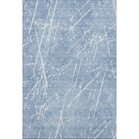 Blue And Ivory Abstract Washable Area Rug With UV Protection Photo 4