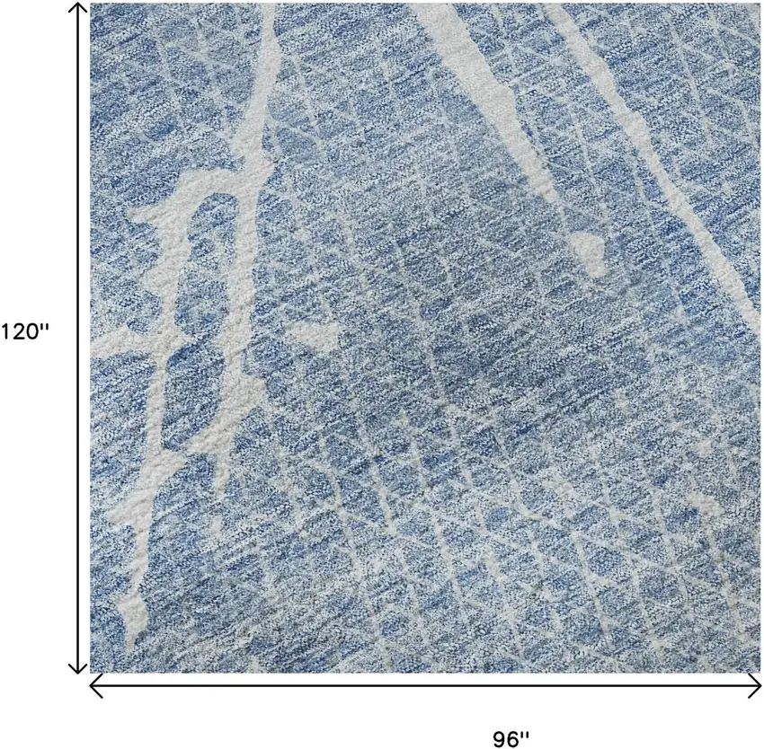 Blue And Ivory Abstract Washable Area Rug With UV Protection Photo 8