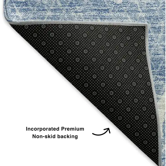 Blue And Ivory Abstract Washable Area Rug With UV Protection Photo 5
