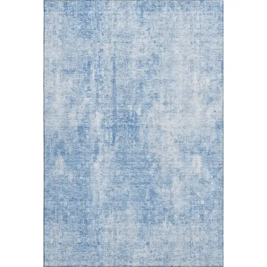 Blue And Ivory Abstract Washable Area Rug With UV Protection Photo 1