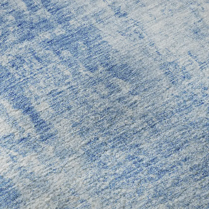 Blue And Ivory Abstract Washable Area Rug With UV Protection Photo 6
