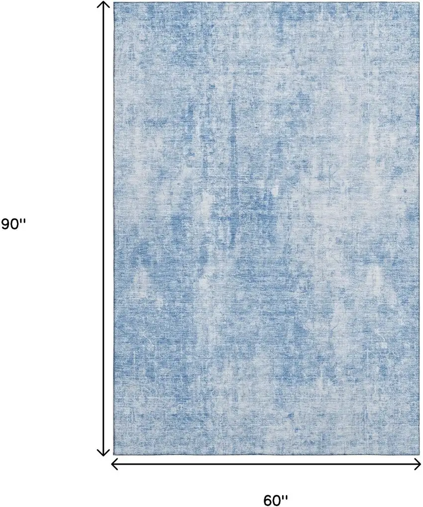 Blue And Ivory Abstract Washable Area Rug With UV Protection Photo 3