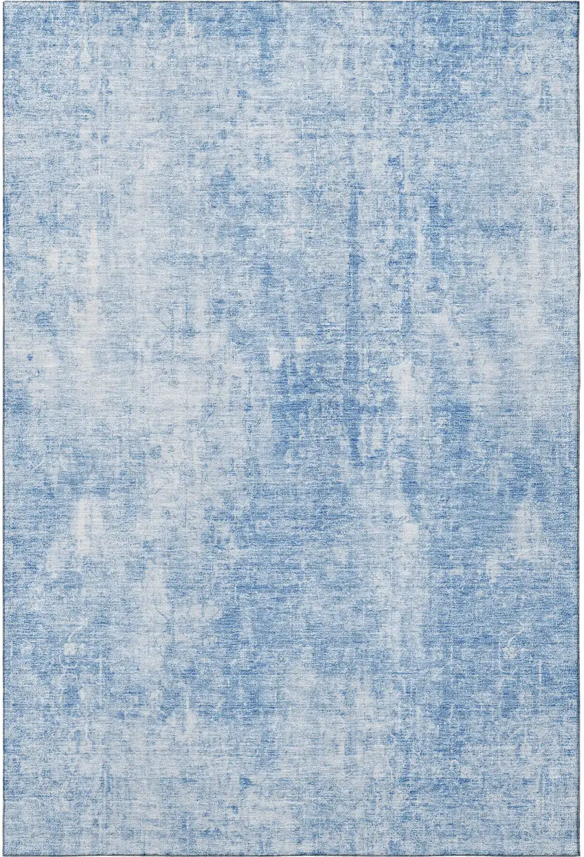 Blue And Ivory Abstract Washable Area Rug With UV Protection Photo 4