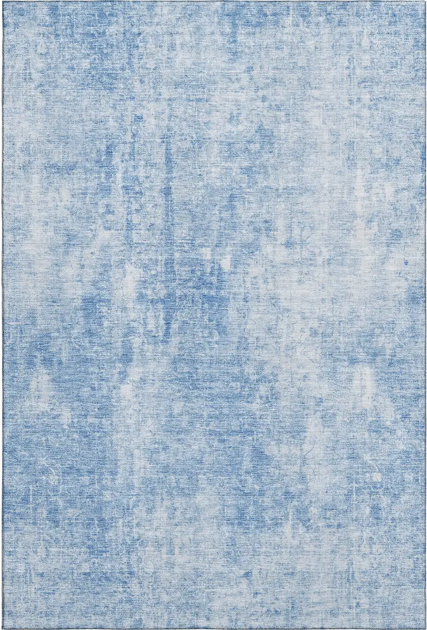 Blue And Ivory Abstract Washable Area Rug With UV Protection Photo 2