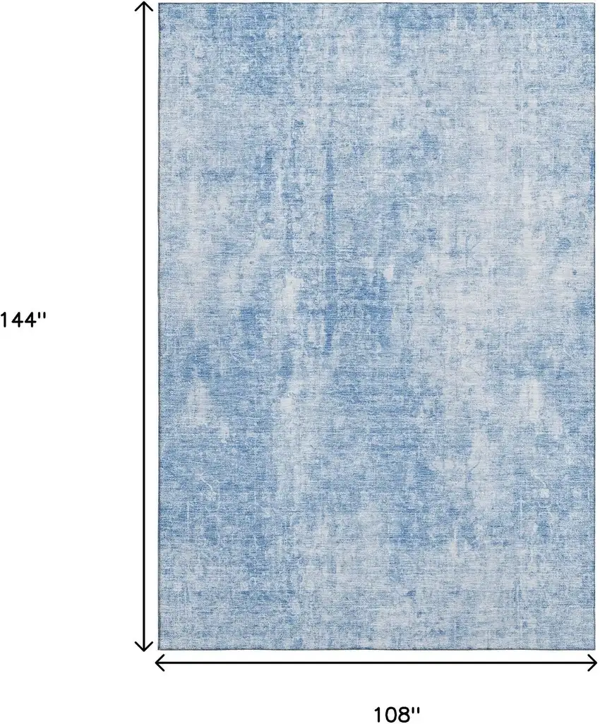 Blue And Ivory Abstract Washable Area Rug With UV Protection Photo 3