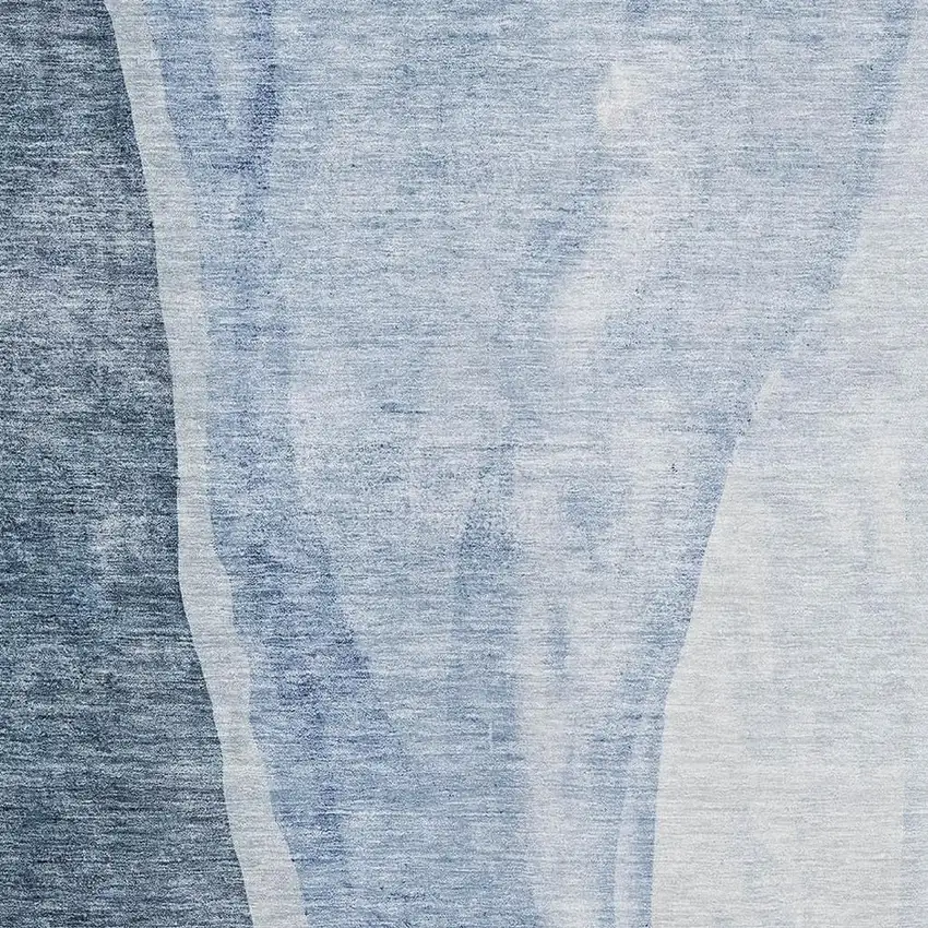 Blue And Ivory Abstract Washable Area Rug With UV Protection Photo 4