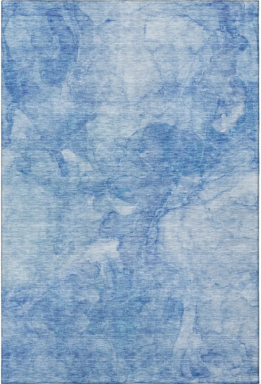 Blue And Ivory Abstract Washable Area Rug With UV Protection Photo 4