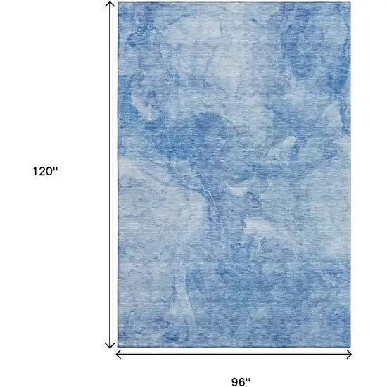 Blue And Ivory Abstract Washable Area Rug With UV Protection Photo 3